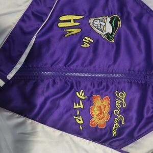 Hot Topic Purple and Yellow Joker Varsity Jacket